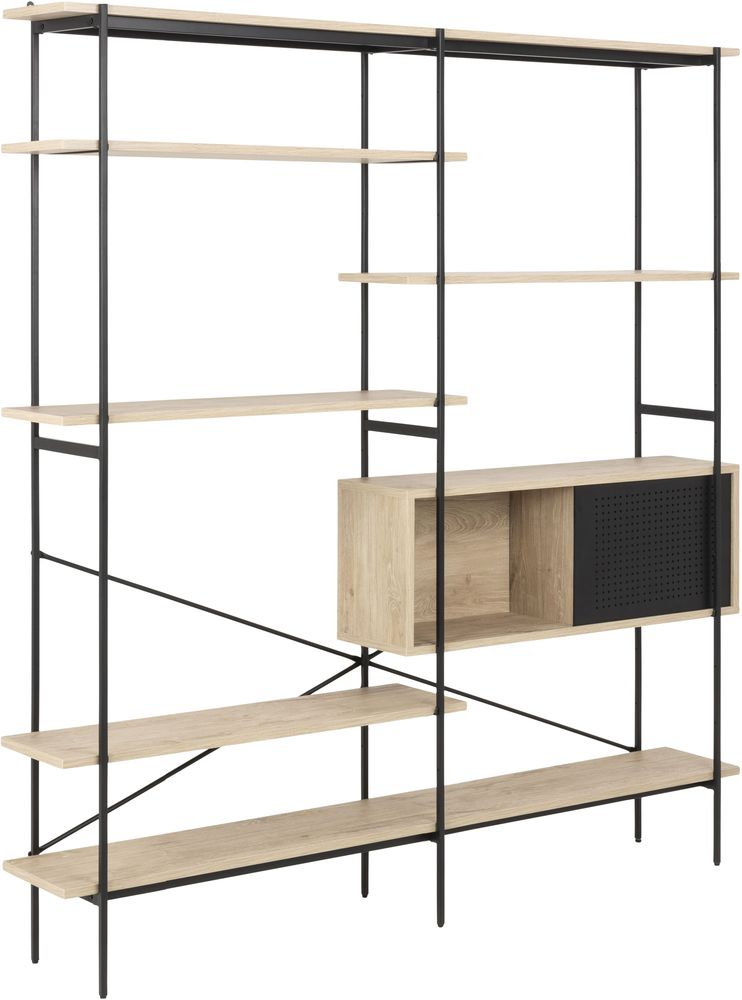 Angus Bokhylle - Svart/whitewash eik