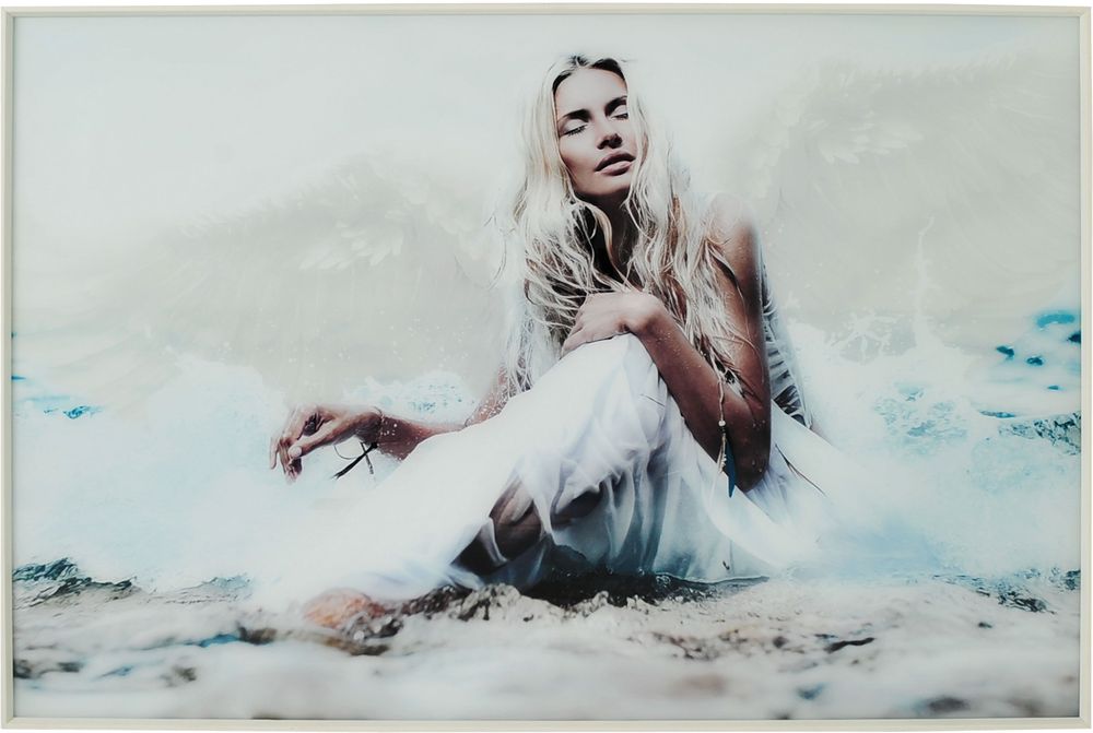 Glassbilde Angel - Hvit treramme/glass