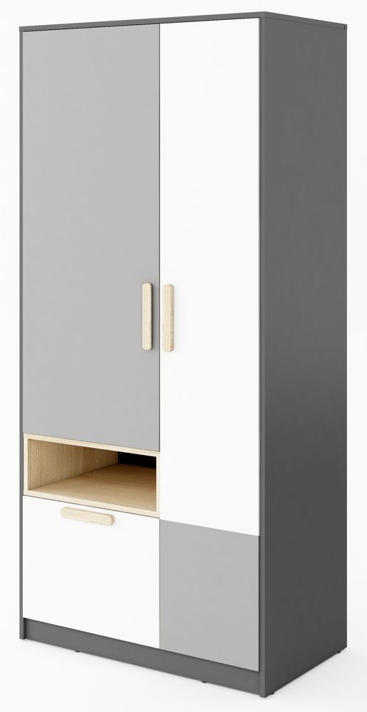 Jeffry garderobe - Grafitt/lysegrå Jeffry garderobe - Grafitt/lysegrå