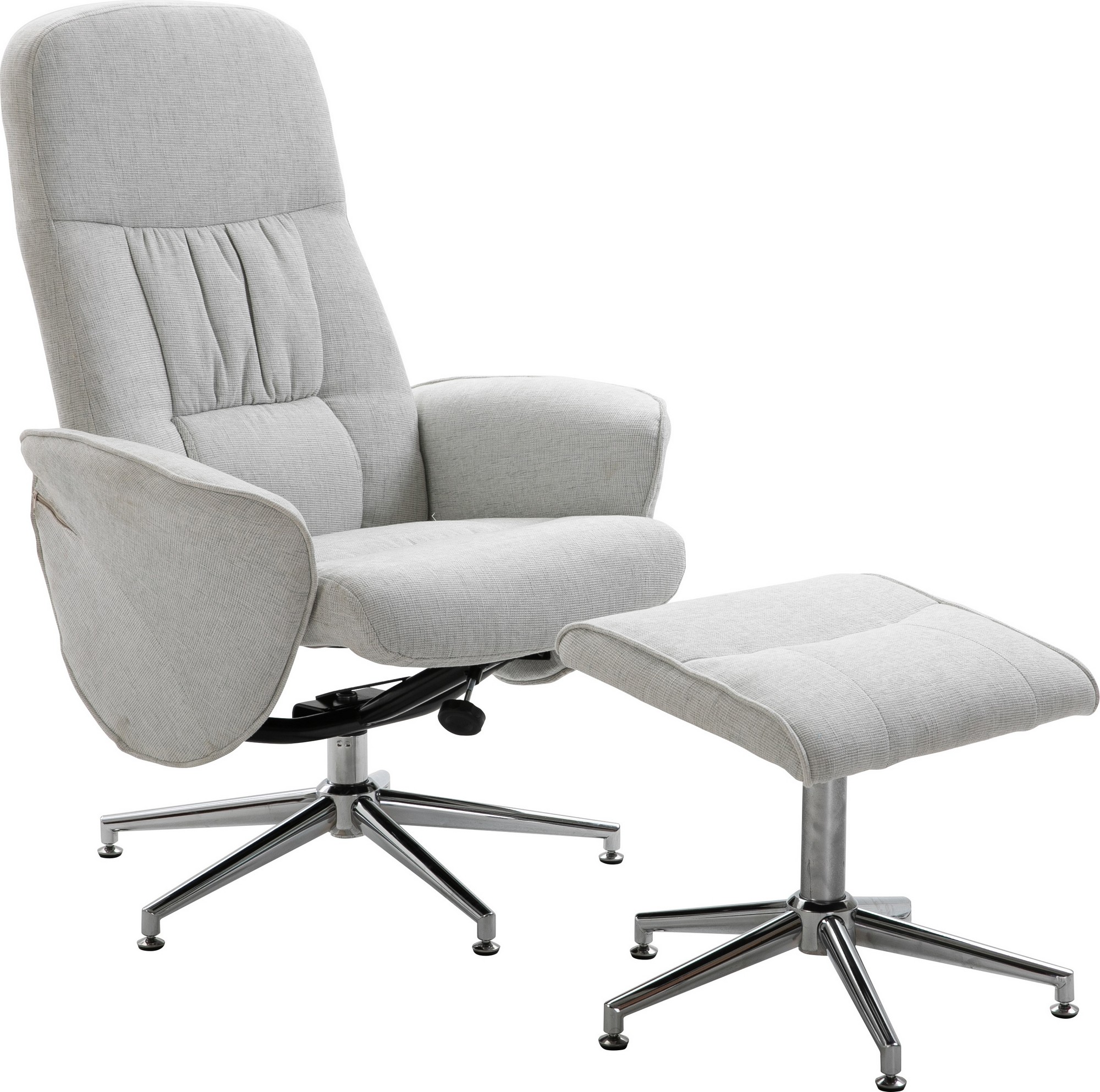 Julius recliner lenestol med fotskammel - Grå stoff Julius recliner lenestol med fotskammel - Grå stoff