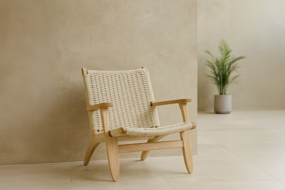 Lenestol Lazy - beige / hvitkalket