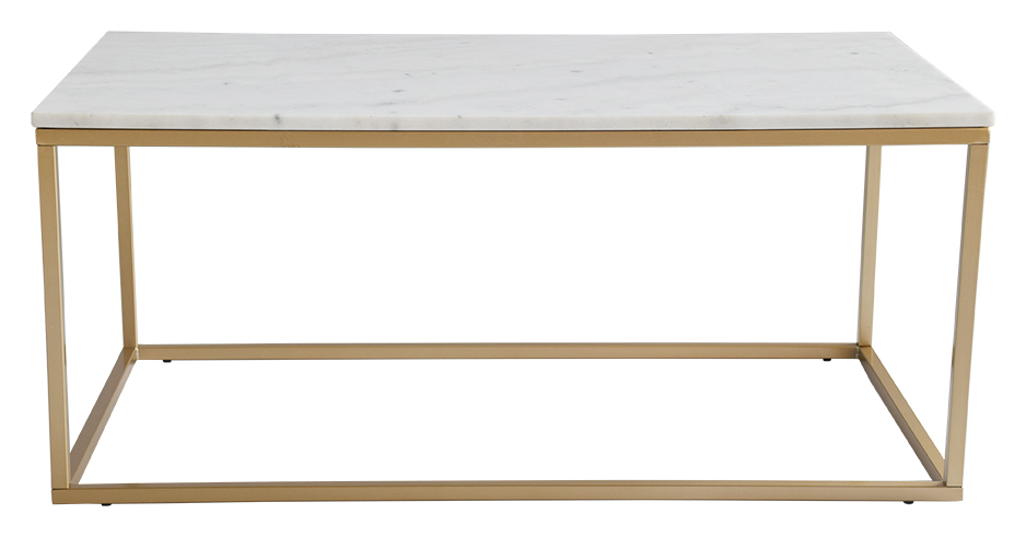 Accent sofabord 110 - Hvit Marmor / Messingsfarget understell
