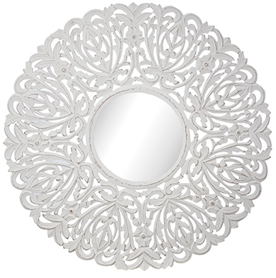 Carve rund speil 90 cm - Antikkhvit