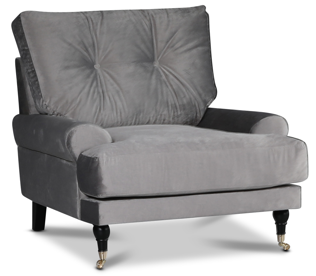 Adena lenestol - Sølvgrå fløyel Adena lenestol - Sølvgrå fløyel