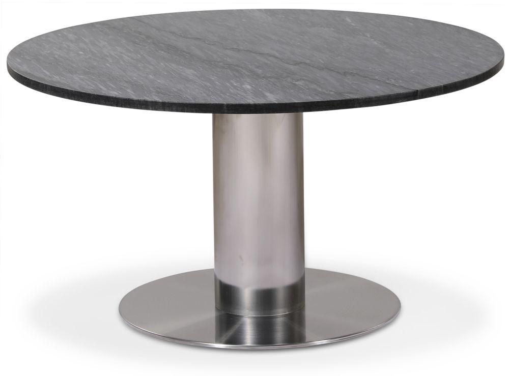 Next 85 rundt stuebord - B�rstet st�l / marmor (Gr�)