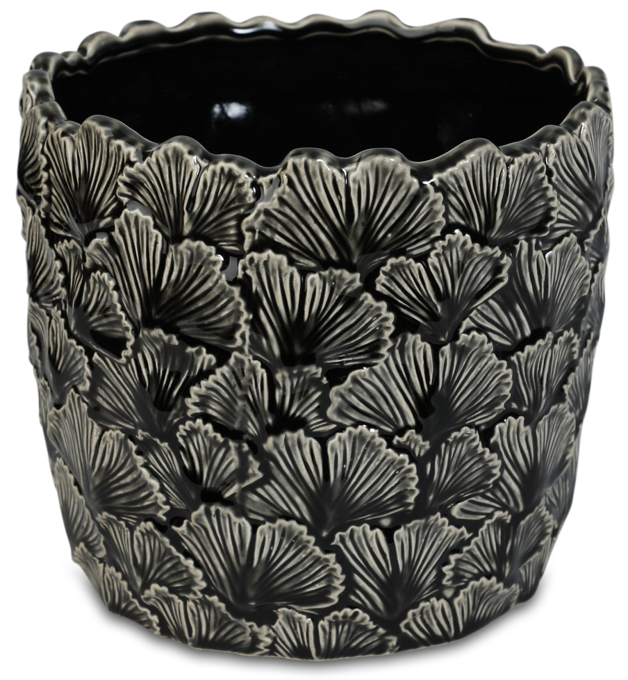Krukke Ginkgo H16 cm - Svart