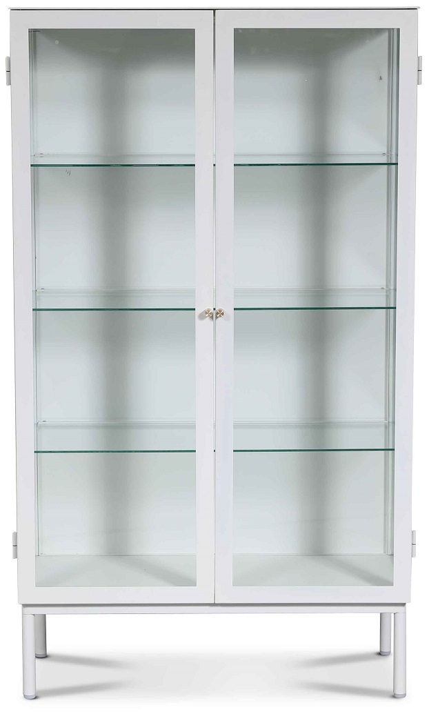 Cliff vitrineskap i metall (highboard) - Hvit / Klarglas Cliff vitrineskap i metall (highboard) - Hvit / Klarglas