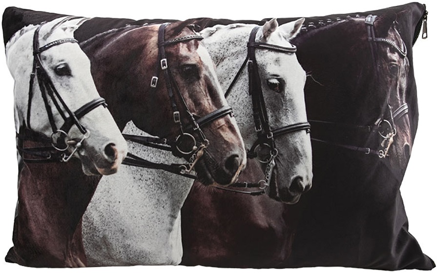 Knight putetrekk med frynser 60x40 cm - Hvit/Svart