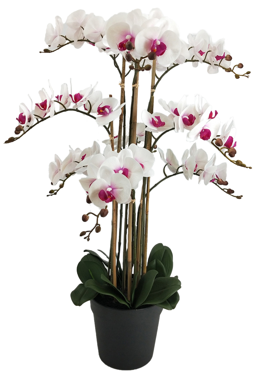 Kunstig plante - Orkid� 9 stengler H90 cm - Hvit/Rosa
