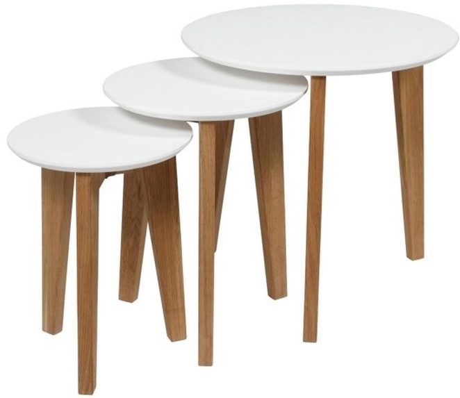 Antonio satsbord 50� - Hvit/eik