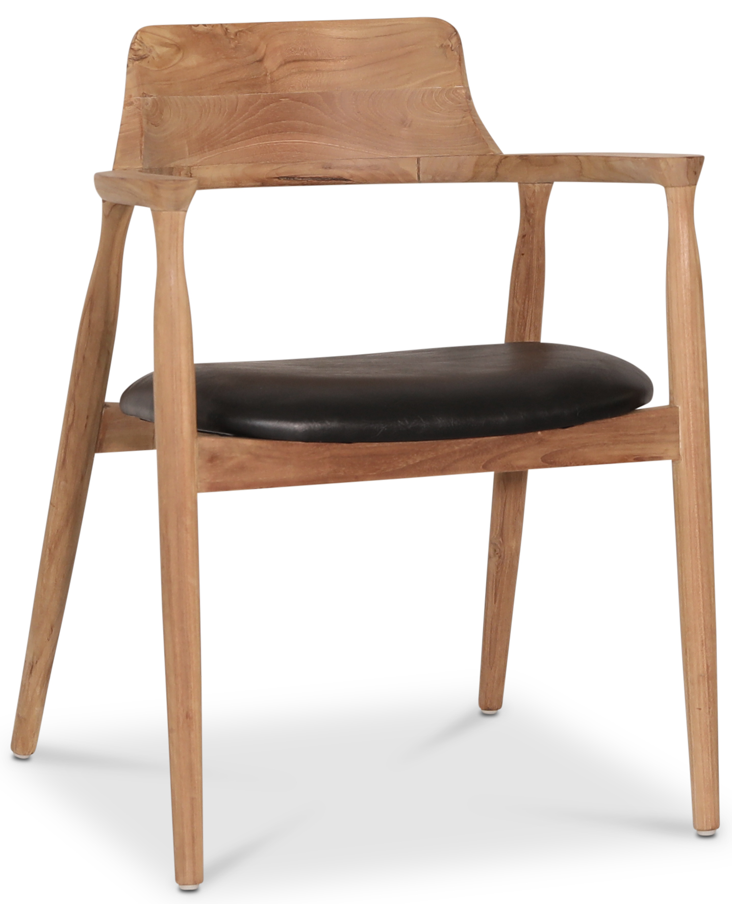 Caraca karmstol i teak - Svart PU