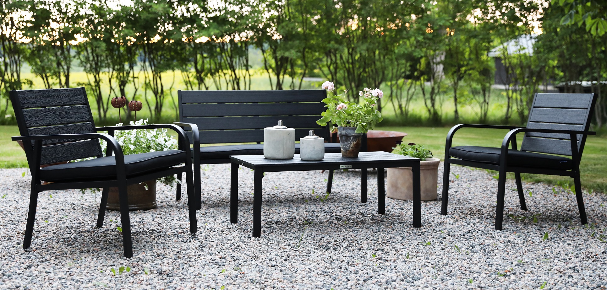 Alesund Sofagruppe med bord (2+1+1+bord) - Svart