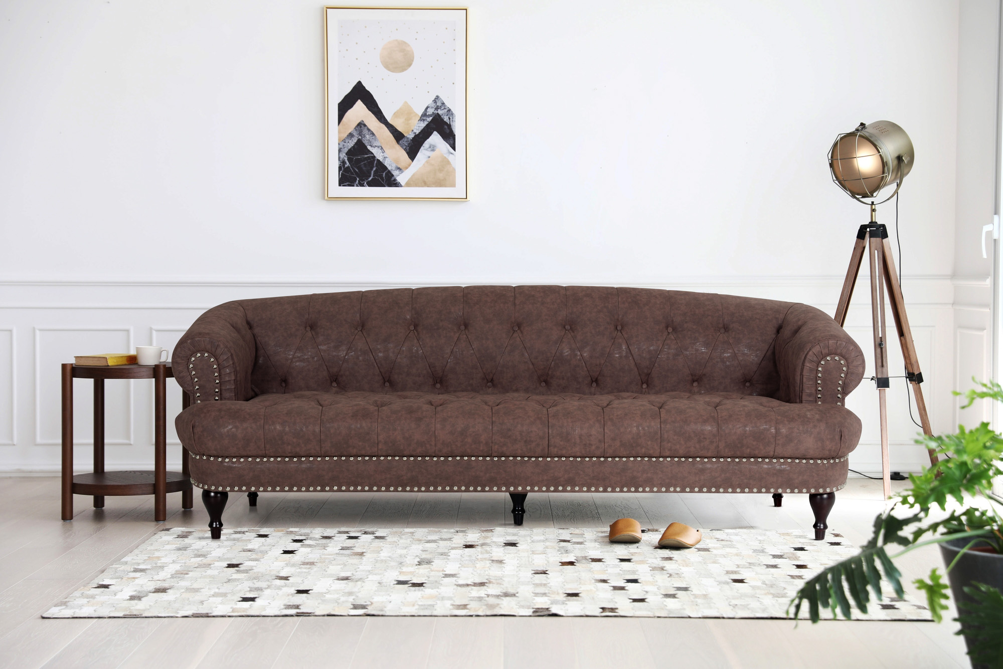 Sofa Chesterfield 3-seters sofa i brunt