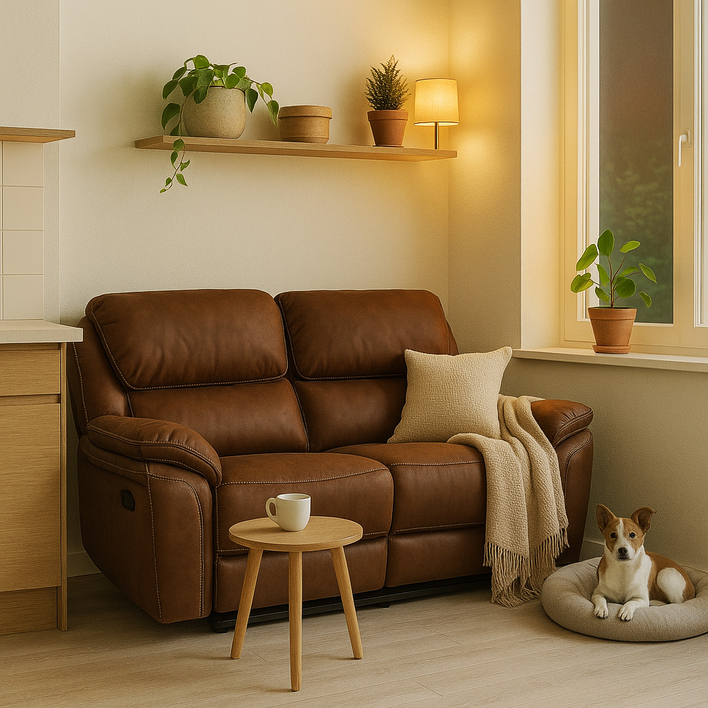 Riverdale recliner-sofa 2-seter - mocca (micorfiber) + Tekstilpleie for m?bler