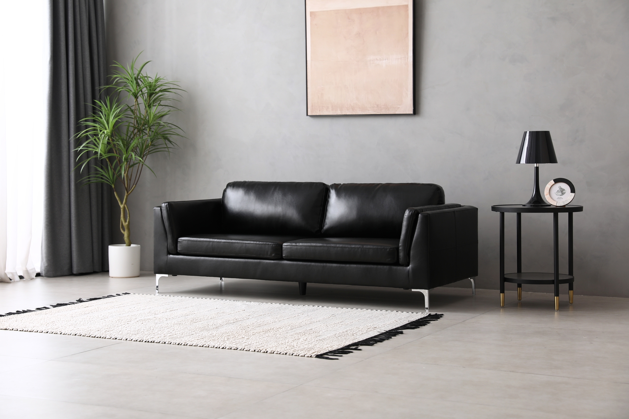 Sofa 3-seter sort PU - Cansas