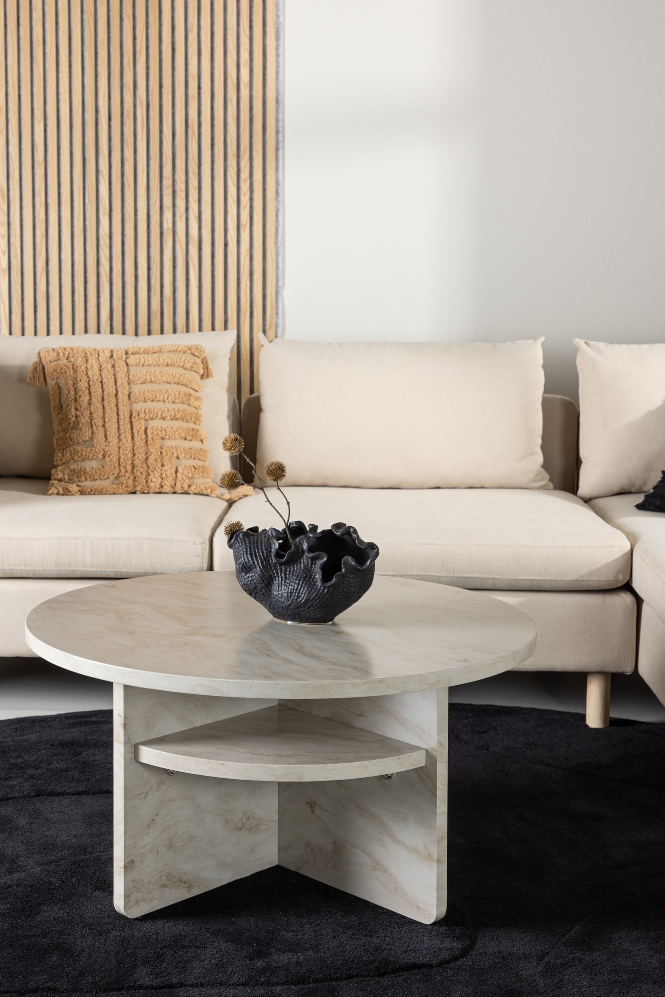 Ålesund salongbord Ø85 cm - Beige Ålesund salongbord Ø85 cm - Beige