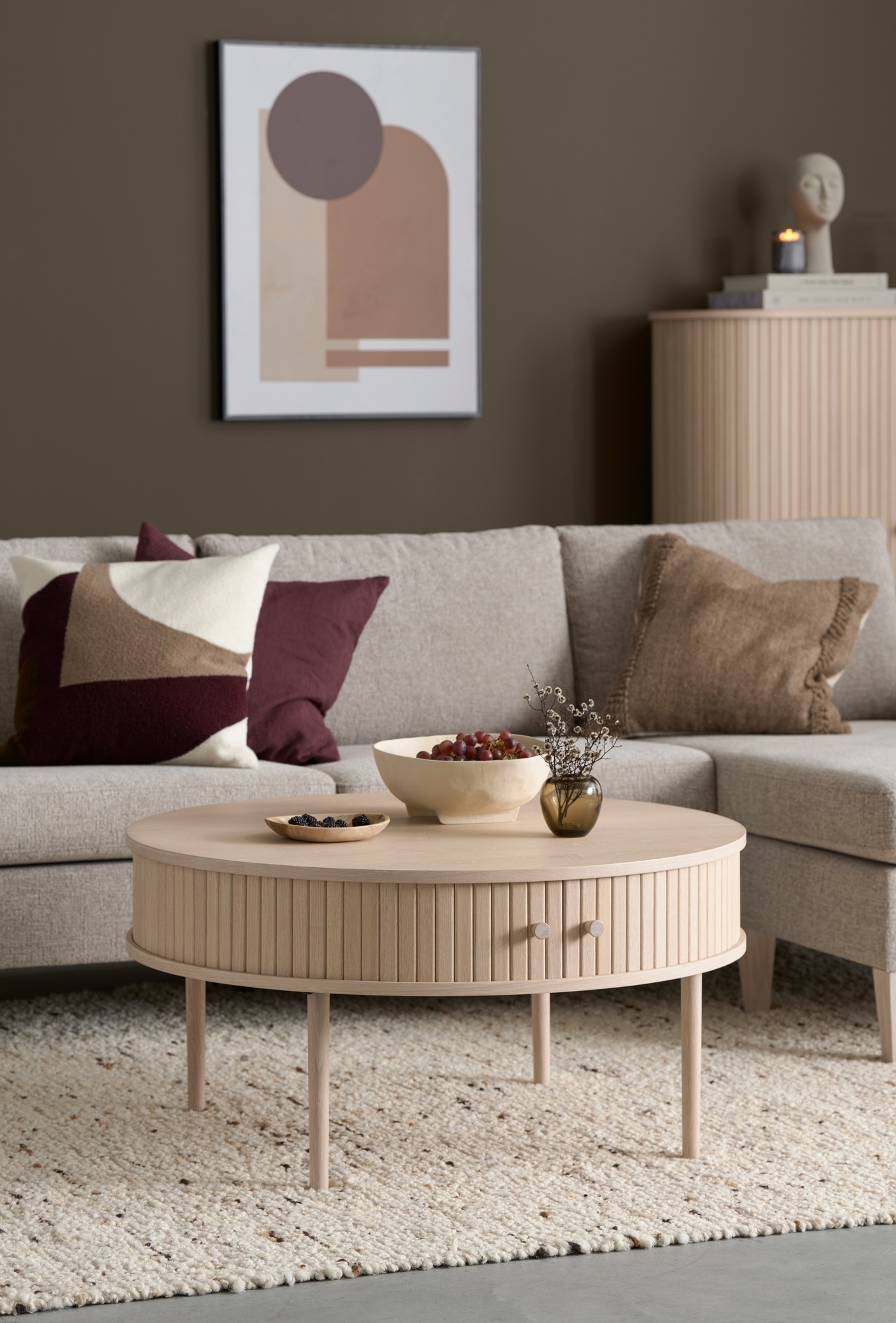 Slide sofabord �90 cm - Hvitpigmentert eik