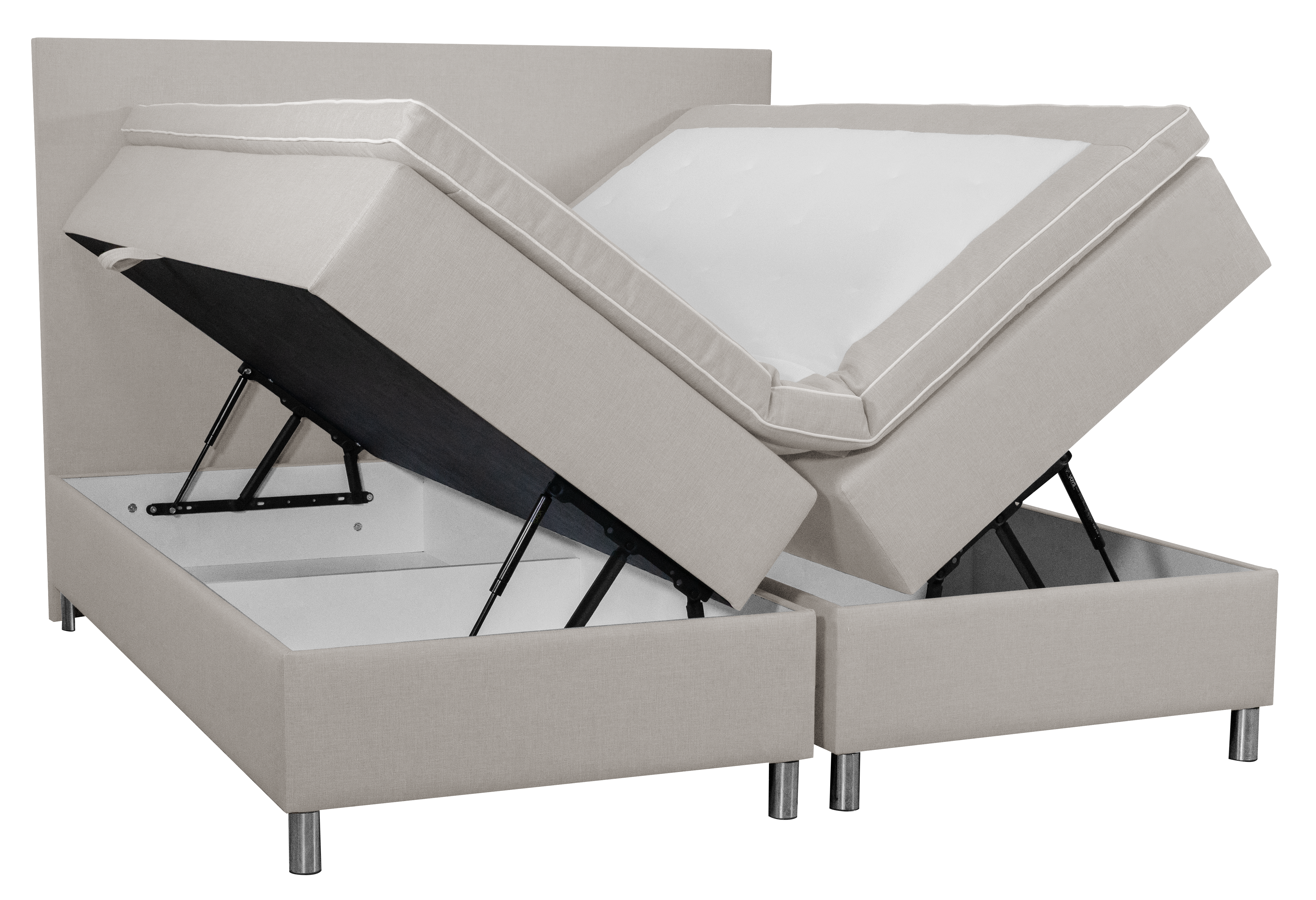 Seng 160x200 cm med oppbevaringsboks, beige