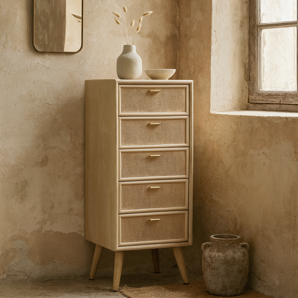 React kommode med 5 skuffer - Rotting / Messing + Tekstilpleie for m?bler React kommode med 5 skuffer - Rotting / Messing + Tekstilpleie for m?bler