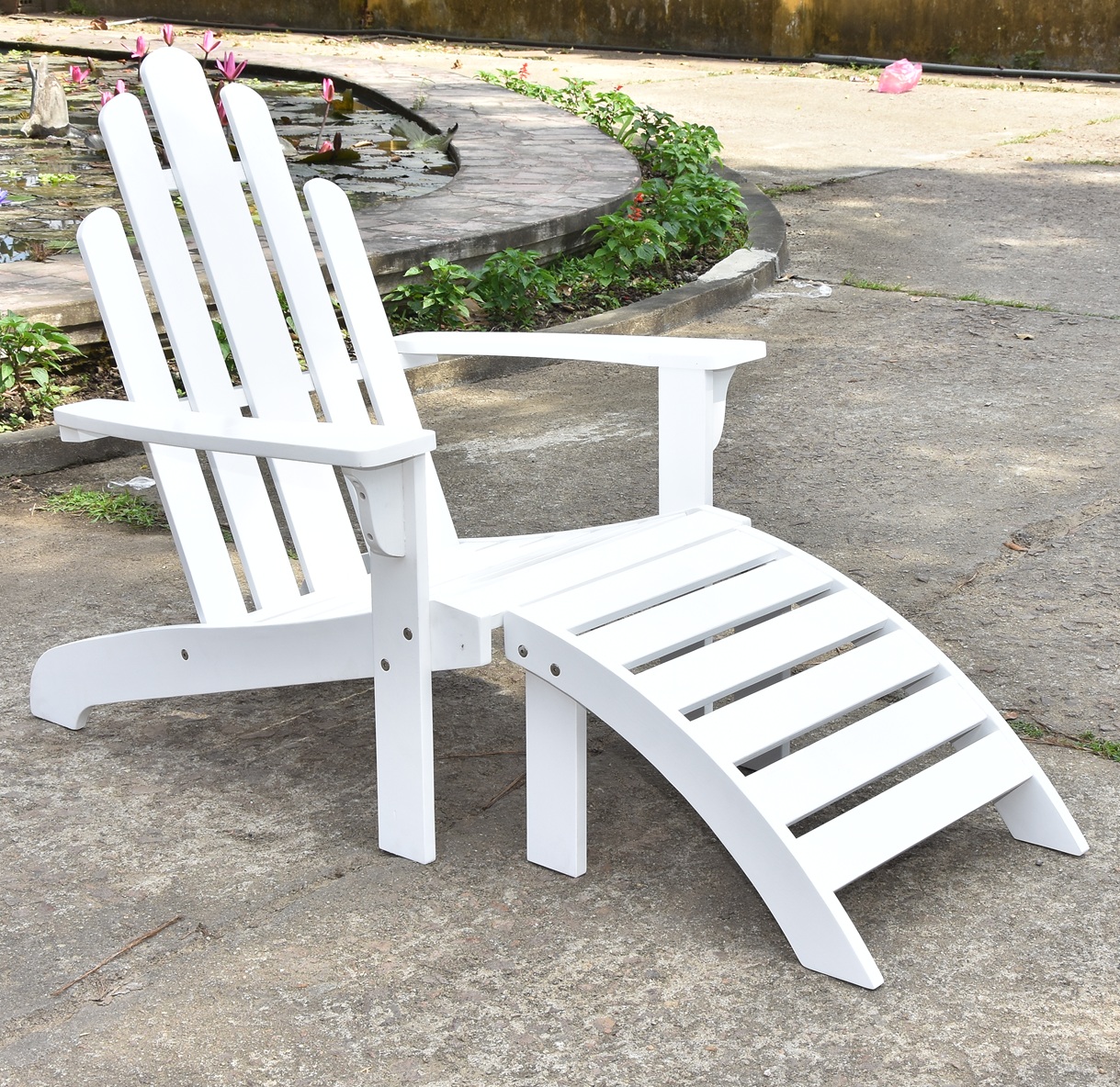 Newport solstol med fotskammel - hvit