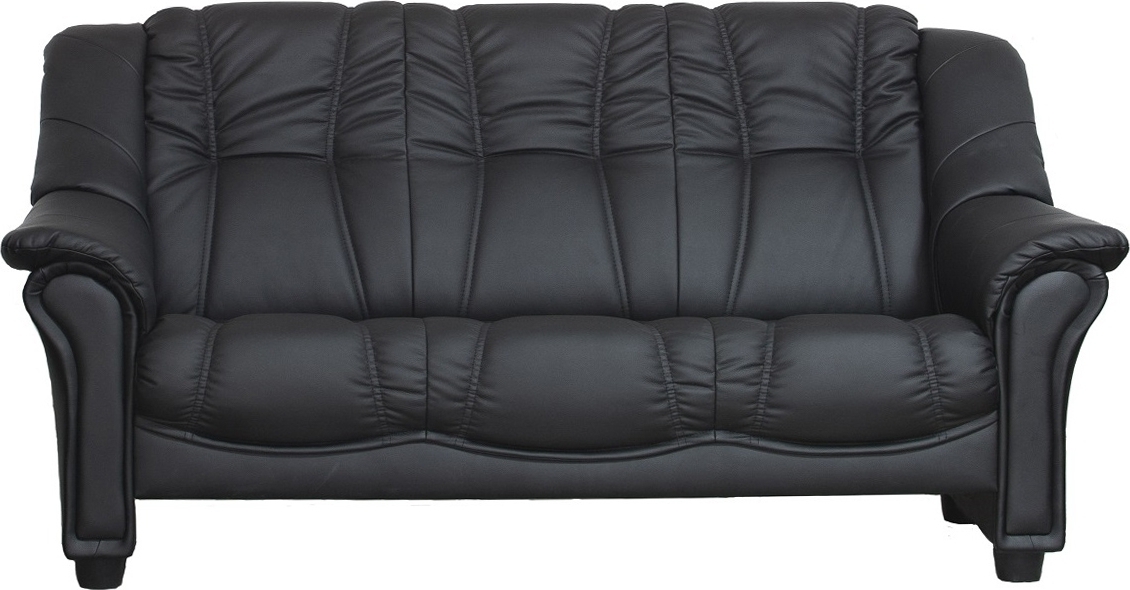 Sofa 3-seter svart PU - Roma