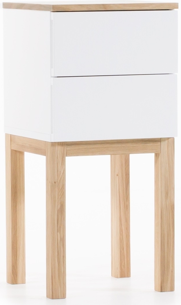 S�ngbord vit med ek 75 cm