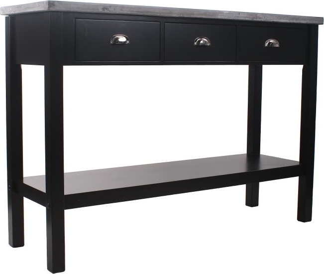 Hugo avlastningsbord med 3 skuffer - Sort