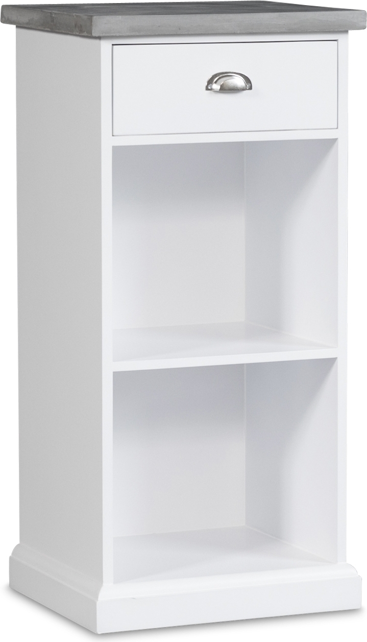 Kommode Hugo med 1 skuff og hylle - Hvit/betong + M�belrengj�ring