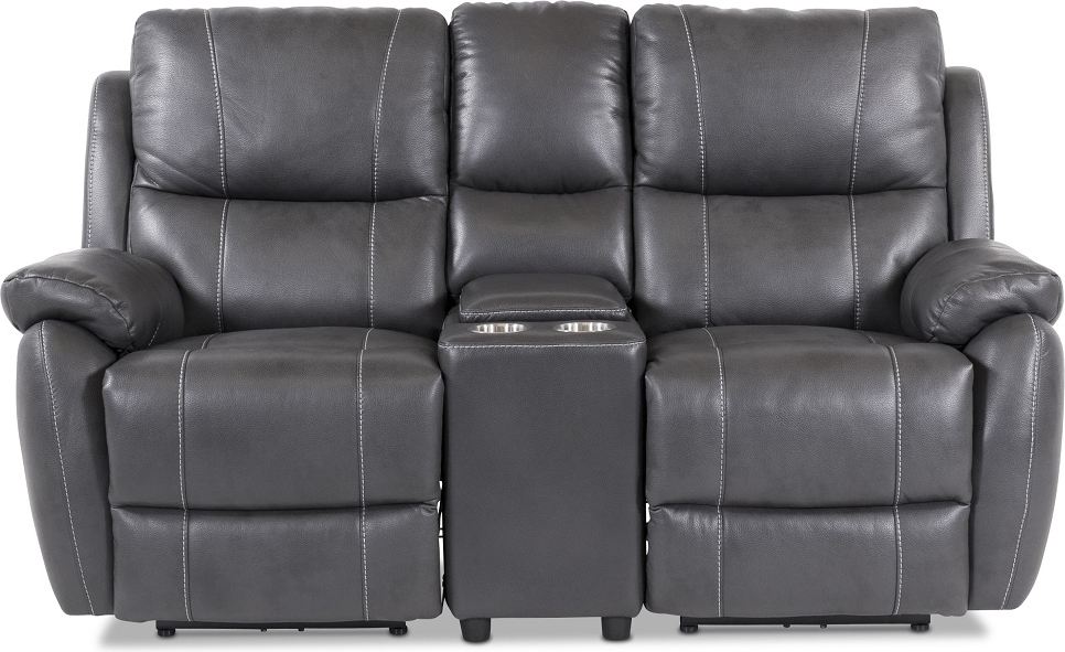 Enjoy Hollywood Biosofa - 2-seter recliner (el) i gr�tt kunstskinn + M�belf�tter