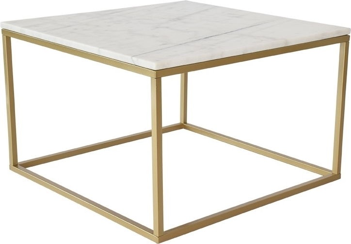 Accent sofabord 75 - Hvit marmor / Messingfarget underdel + Furniture Polish
