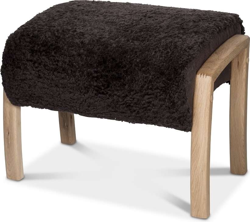 Sune fotskammel i oljet eik - Brunt saueskinn