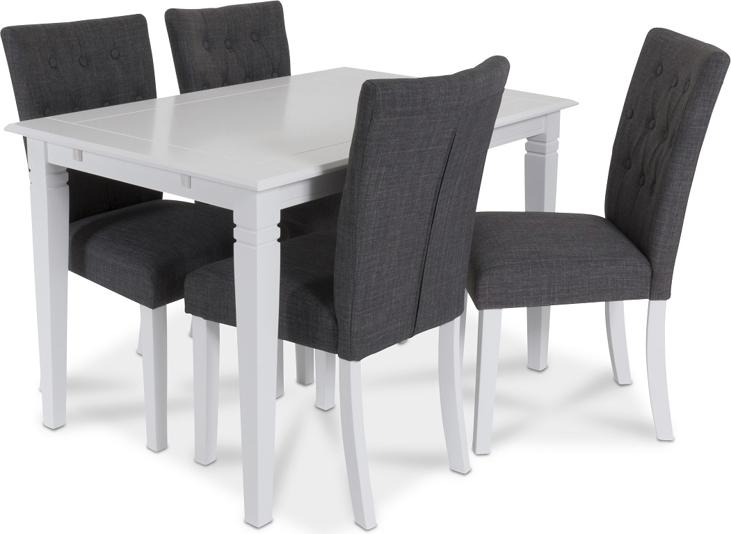 Sandhamn spisegruppe 120 cm bord med 4 Crocket stoler i Gr� stoff + 3.00 x M�belf�tter