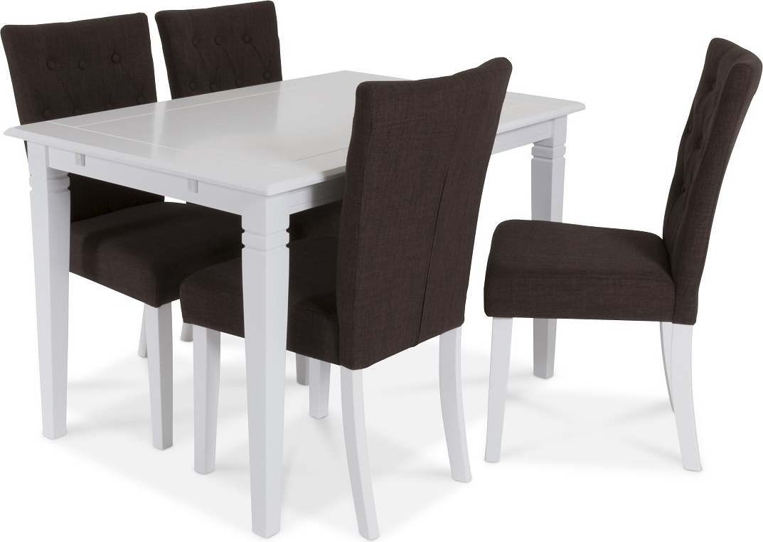 Sandhamn spisegruppe 120 cm bord med 4 Crocket stoler i Brunt stoff