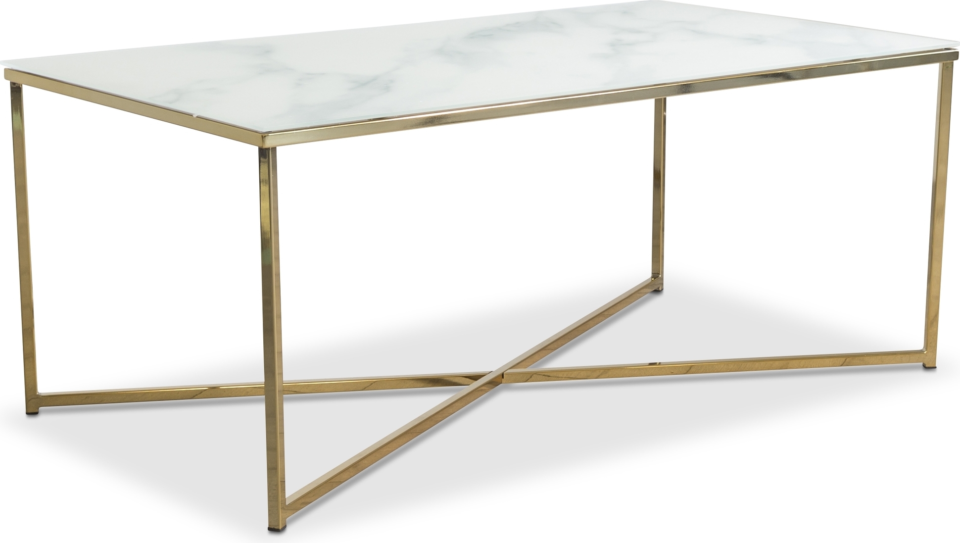 Palasso sofabord 110 cm - Messing/lys marmorering Palasso sofabord 110 cm - Messing/lys marmorering