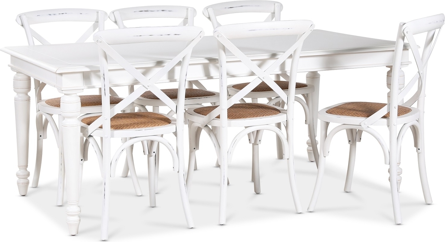 Paris spisegruppe 180 cm bord hvit+ 6 st hvite Gaston spisestoler