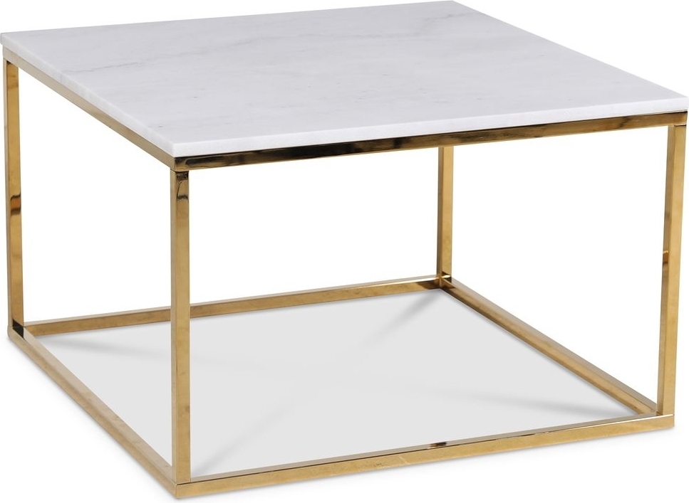 Accent stuebord 75 - Hvit marmor / Blank messing