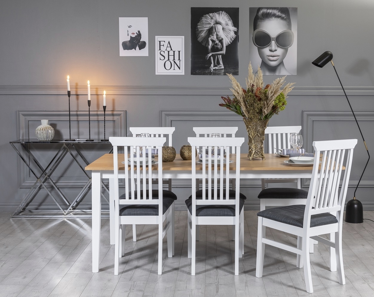 Fårö spisegruppe: Bord 180 cm inkludert 6 Måsö stoler - Hvit/Eik Fårö spisegruppe: Bord 180 cm inkludert 6 Måsö stoler - Hvit/Eik