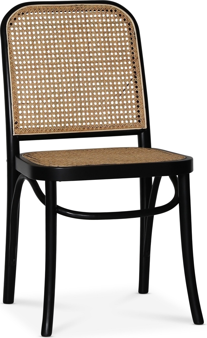 Indiana b�yetre stol - Svart med rottingsete + Stolpute