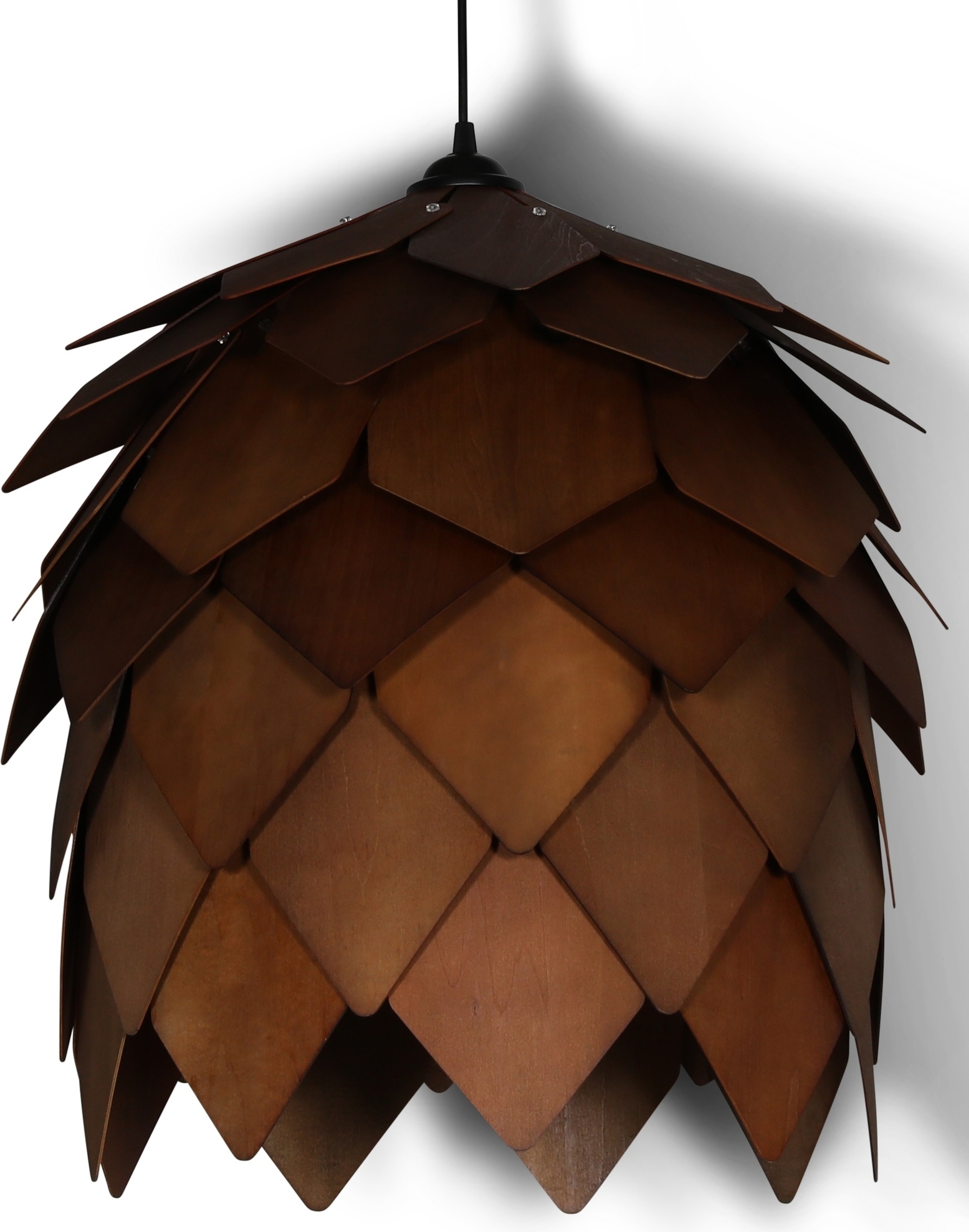 Frost rund lampe med lameller i valn�tt