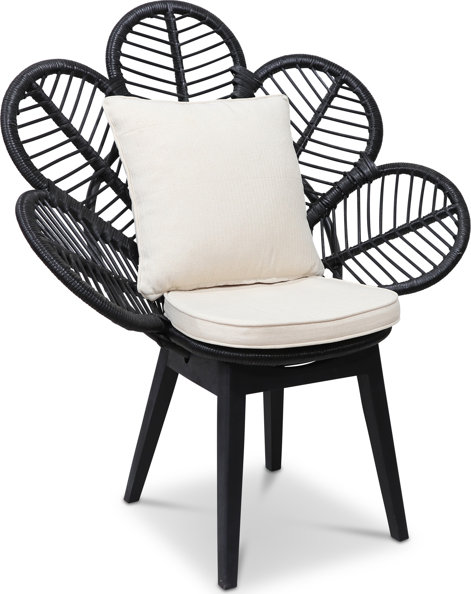 Peacock loungelenestol med pute - Svart + Tekstilpleie for m?bler