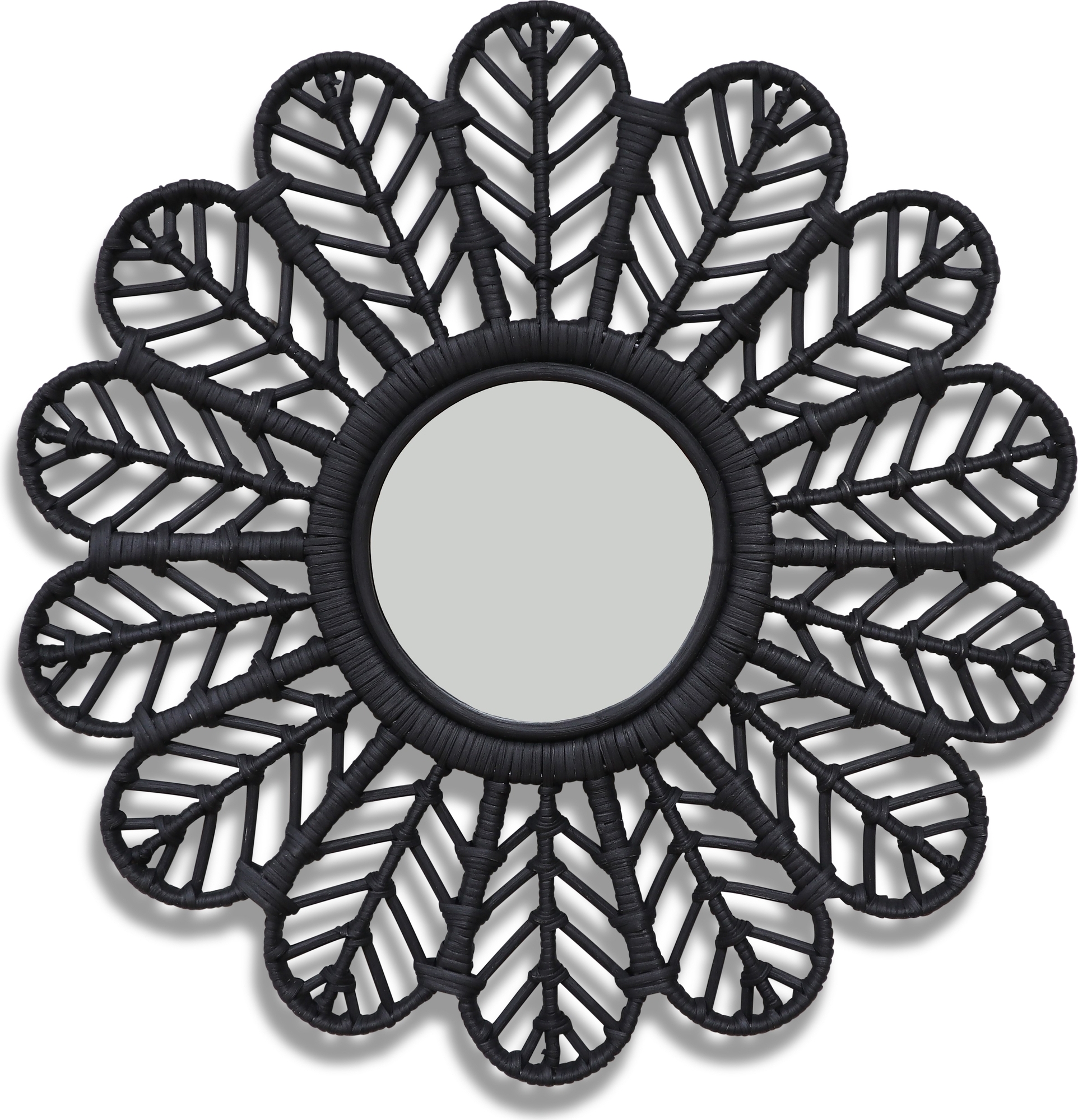 Peacock speil i rotting � 60 cm - Svart