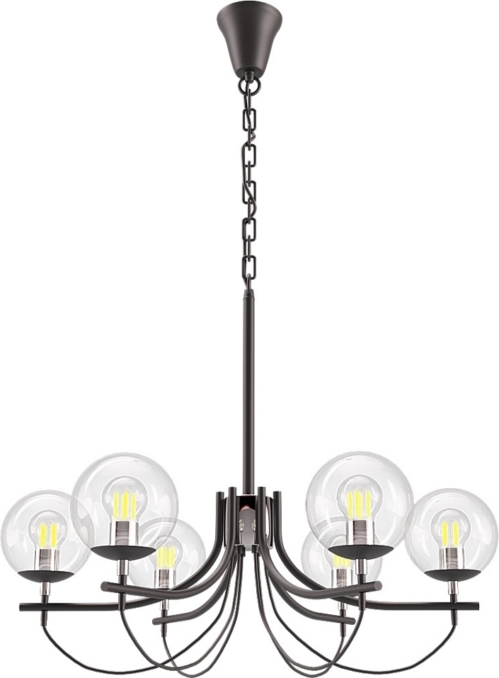 Glaslykta takkrona 6 st ljuskällor - Svart/krom Glaslykta takkrona 6 st ljuskällor - Svart/krom