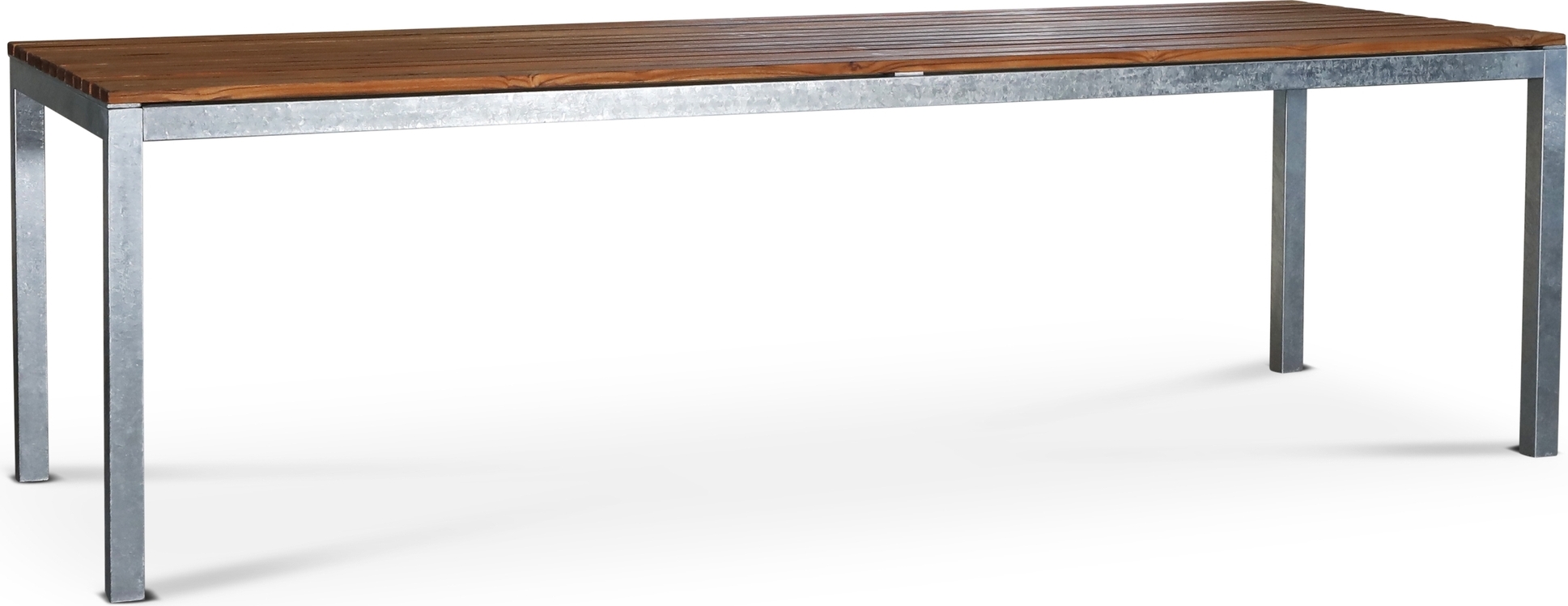Spisebord Alva 250x90 cm - Teak/galvanisert metall