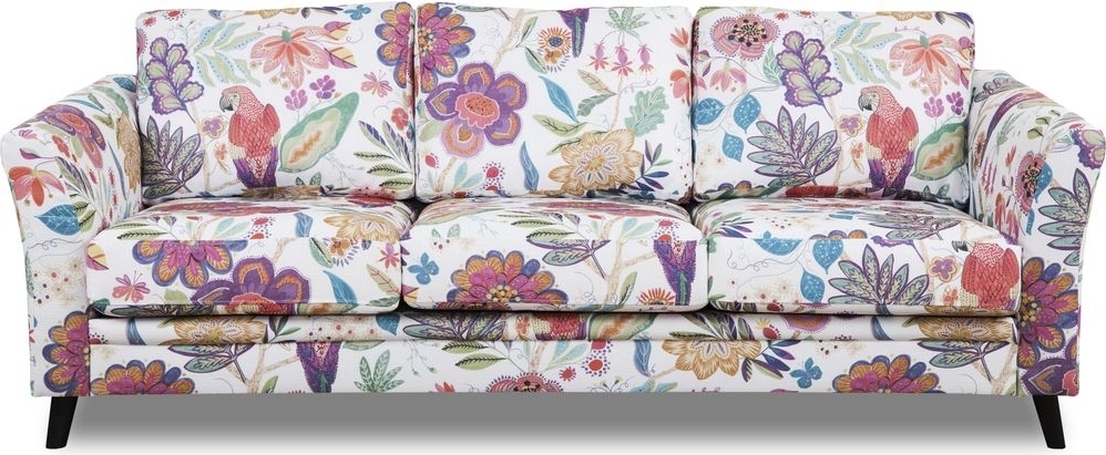 Eker� 3-seters sofa i blomsterstoff - Eden Parrot White/Purple