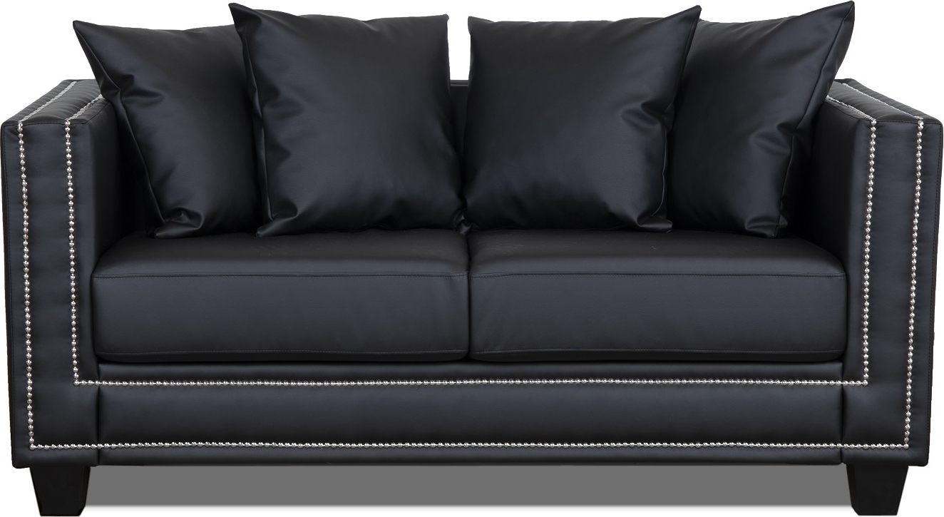Temple Double Deco 2-seters sofa - Svart PU / sølv nagler Temple Double Deco 2-seters sofa - Svart PU / sølv nagler