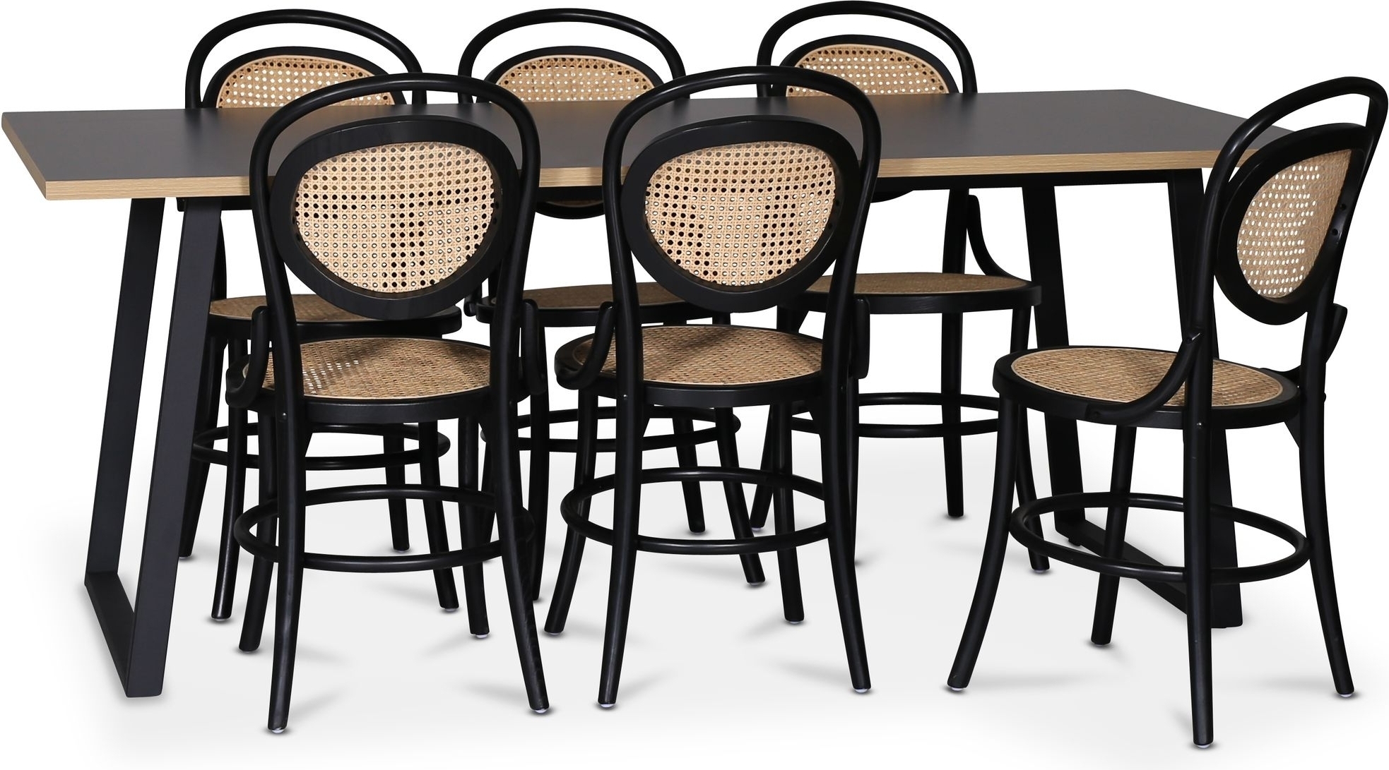 Edge 3.0 spisegruppe 190x90 cm inkludert 6 stk. hvitoljede Castor pinnestoler - gr� h�ytrykkslaminat (HPL)