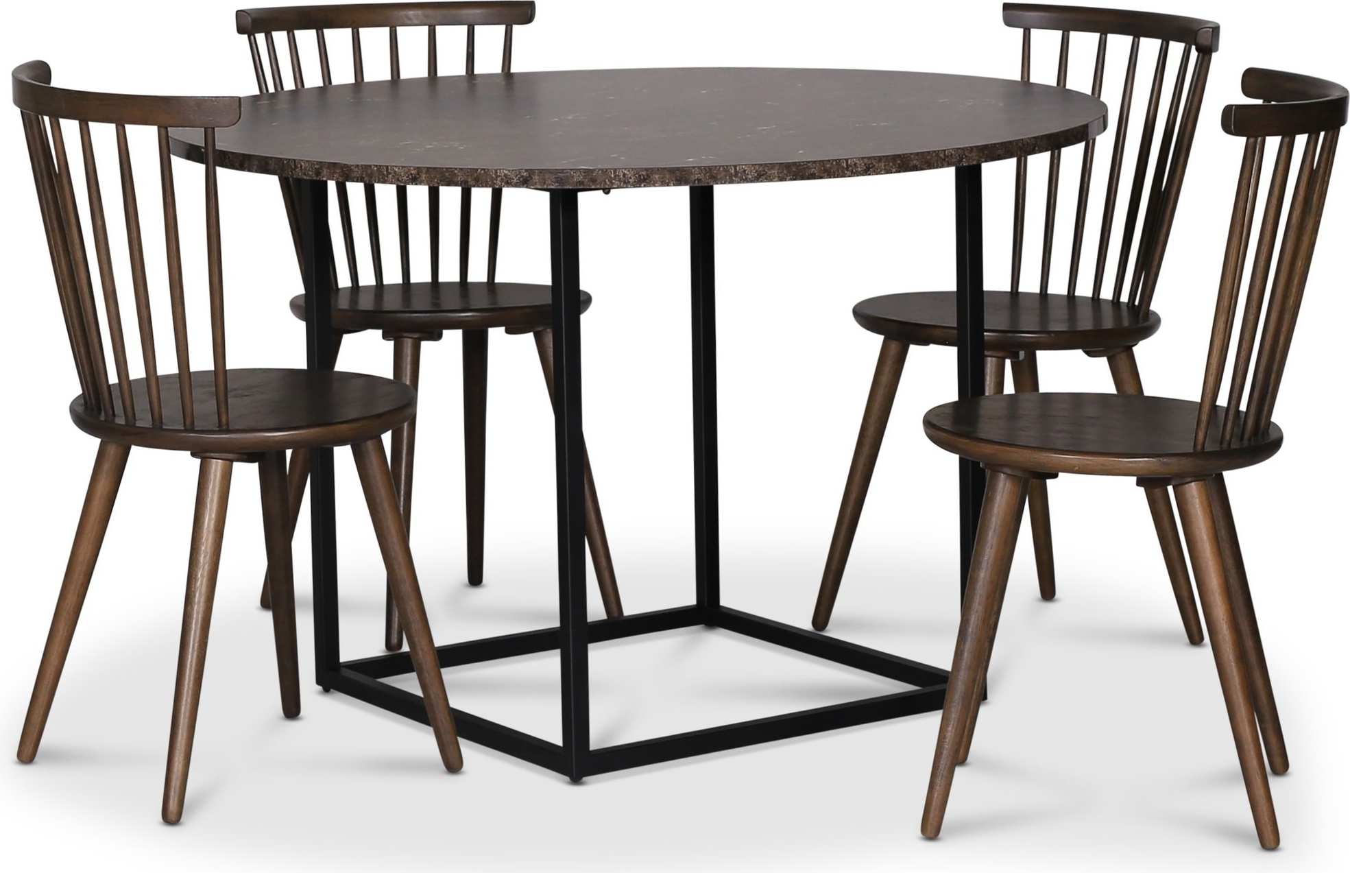 Sintorp spisegruppe, rundt spisebord Ø115 cm inkludert 4 stk. Castor pinnestoler – Brun marmor (Laminat) Sintorp spisegruppe, rundt spisebord Ø115 cm inkludert 4 stk. Castor pinnestoler – Brun marmor (Laminat)