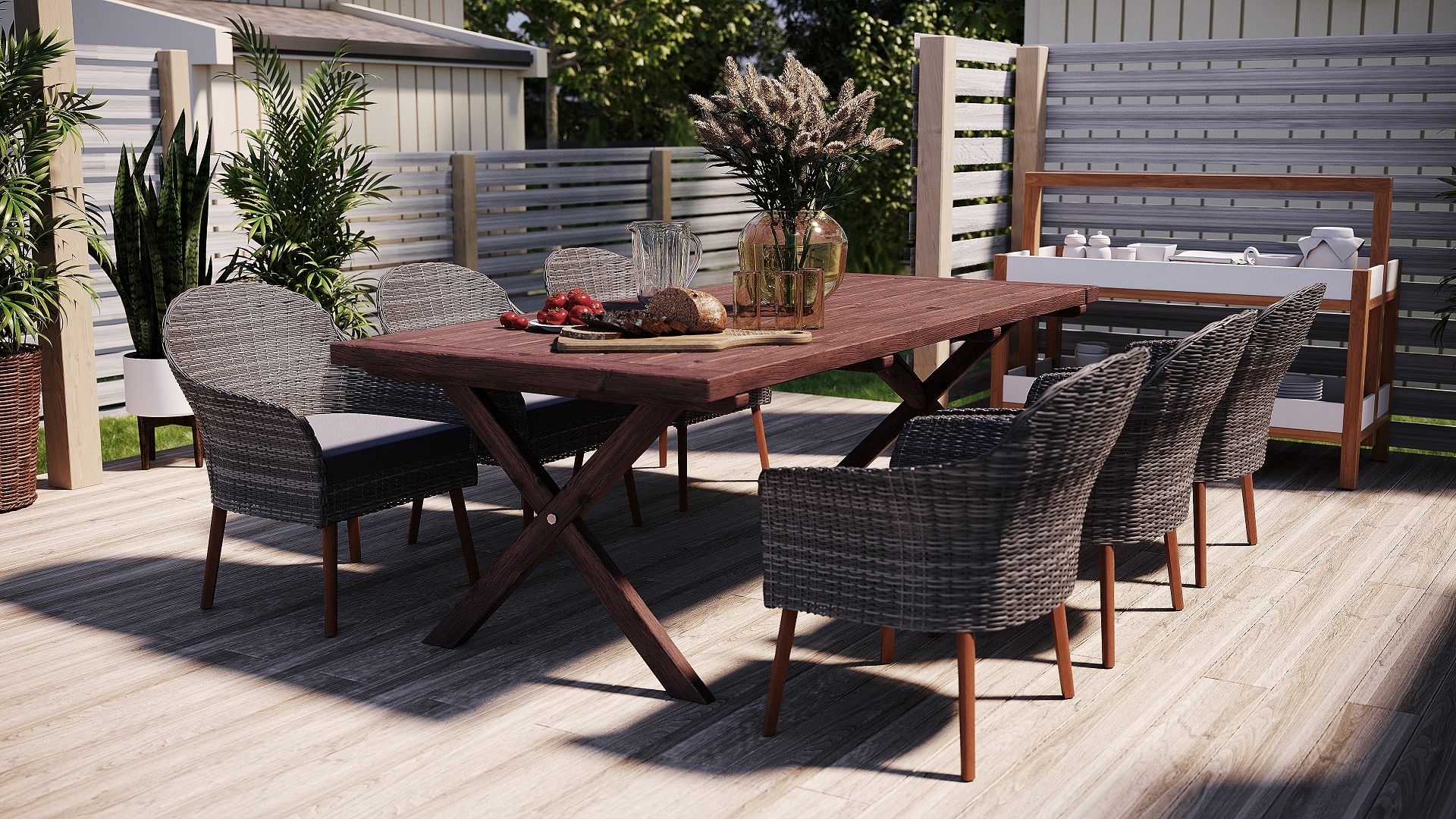 Oxford utendørsgruppe, bord 220 cm inkludert 6 stk. grå Valetta spisestoler + Oxford utendørsgruppe, bord 220 cm inkludert 6 stk. grå Valetta spisestoler +