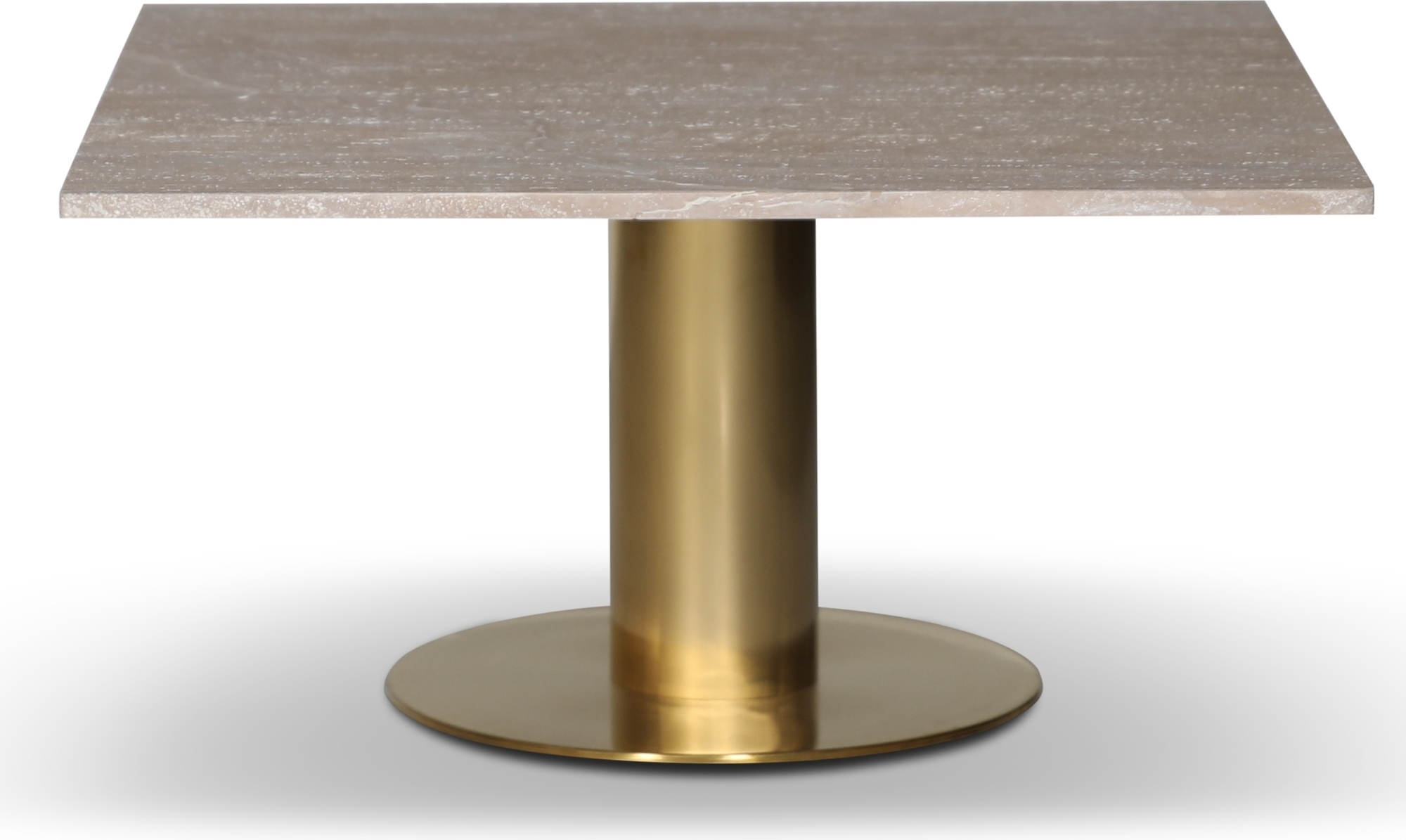 Salongbord 90x90 cm - Matt messing / Travertinstein Salongbord 90x90 cm - Matt messing / Travertinstein