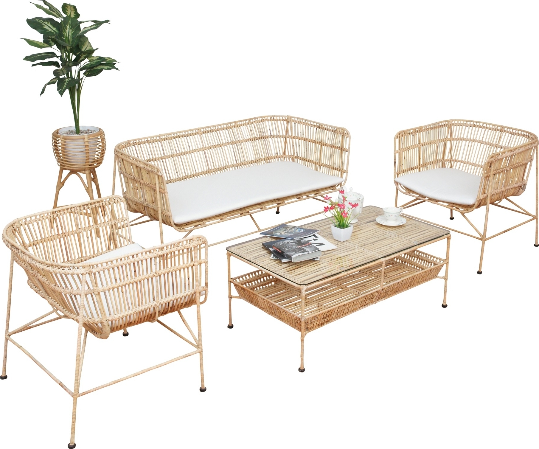 Galice utemøbelgruppe i rotting - Natur/metall Galice utemøbelgruppe i rotting - Natur/metall